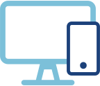 Blue desktop monitor and smartphone icon.