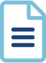 Blue document icon with text lines representing a transcript.