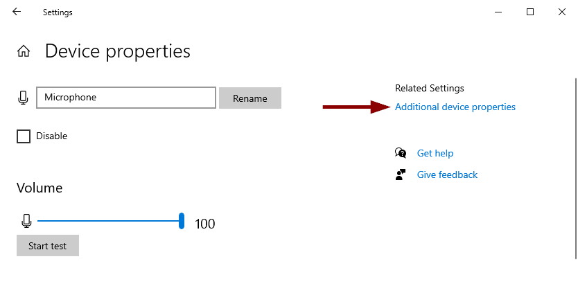 Click additional device properties