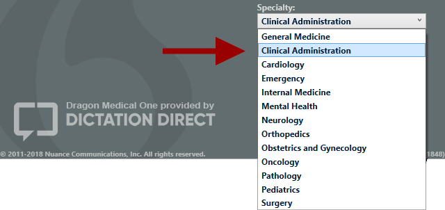 Dragon Medical One Clinical Administration specialty Dragon Medical One Clinical Administration specialty
