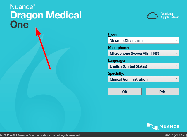 Dragon Medical One version check image
