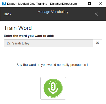 Dragon Medical One Voice Train Word Dragon Medical One Voice Train Word screen